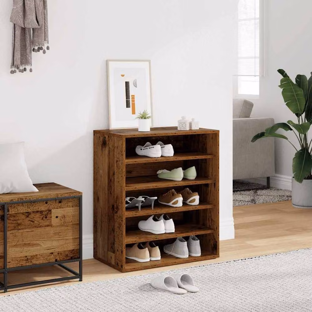 Berkfield Home Rustic Old Wood Shoe Cabinet in Brown, W/D/H: 60 x 35 x 70 cm – 2