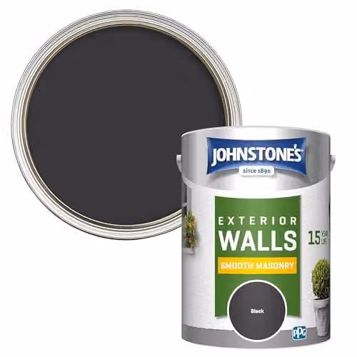 Johnstone's Exterior Smooth Masonry Paint, Black, 5L – 1