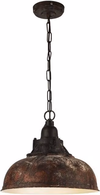 Loops Industrial Hanging Ceiling Pendant Light in Copper and Beige with Wood Accents, E27, 60W