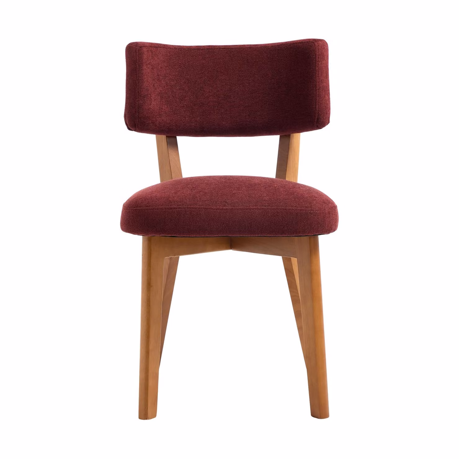 Aosom UK Mid-Century Upholstered Dining Chairs with Ergonomic Backrest, Wine Red, W/D/H: 54.5 x 47 x 77 cm – 1