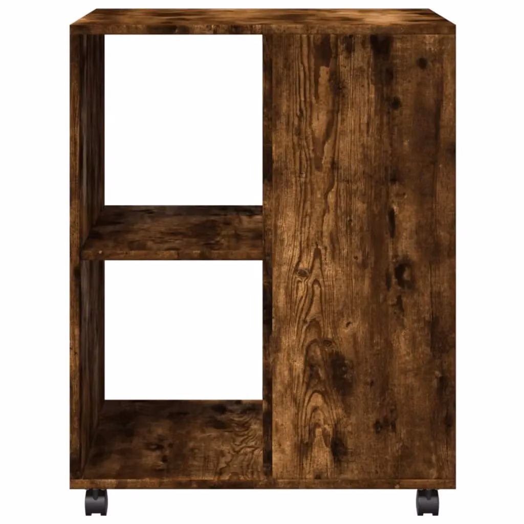 Berkfield Home Smoked Oak Side Table with Wheels, Brown, W: 55 cm, D: 60 cm, H: 78 cm – 4