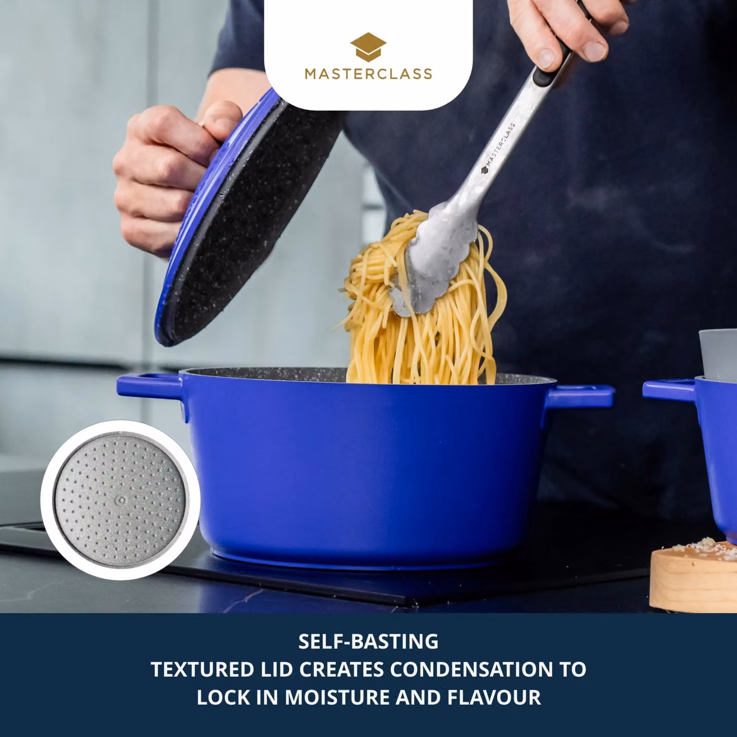 MasterClass Cast Aluminium Electric Blue Casserole Dish, 28cm – 8