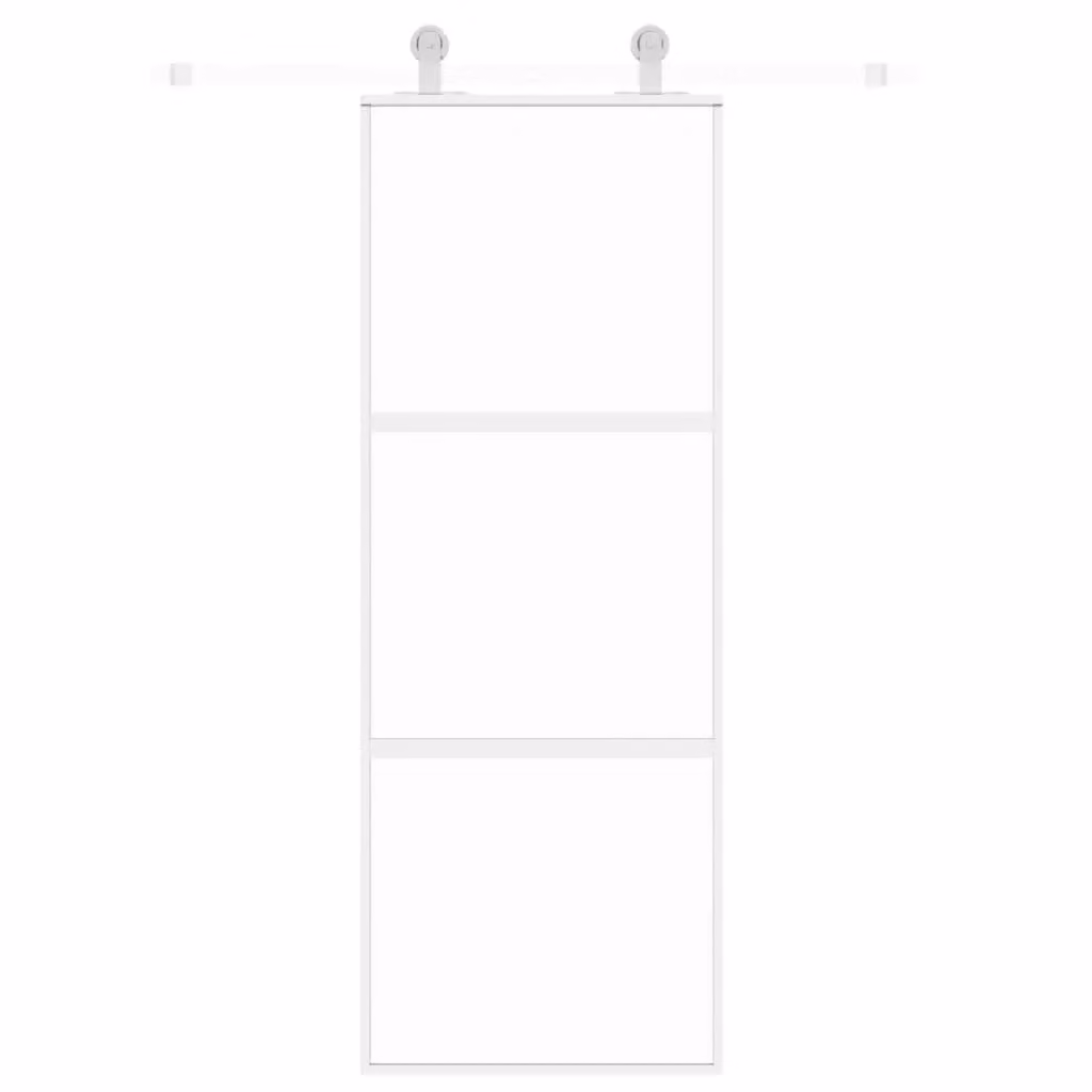Berkfield Home Modern Sliding Door in White and Black with Tempered Glass and Aluminium, W: 76 cm, H: 205 cm