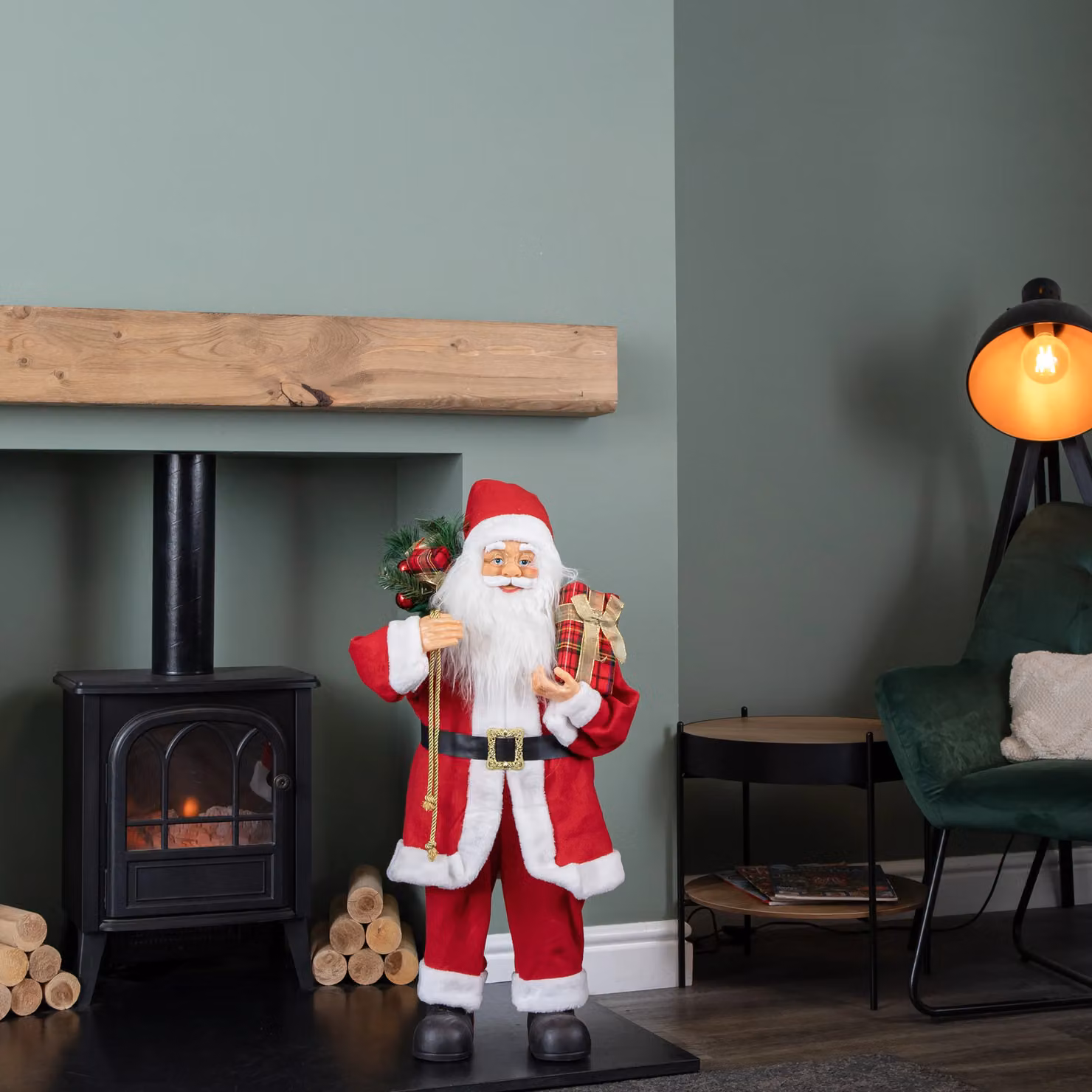 Samuel Alexander Classic Red Standing Santa Claus Christmas Decoration with Gift Sack, Height: 80 cm – 2