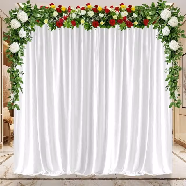 Trimming Shop White Spandex Fabric Backdrop Curtain, W: 300 cm, H: 300 cm