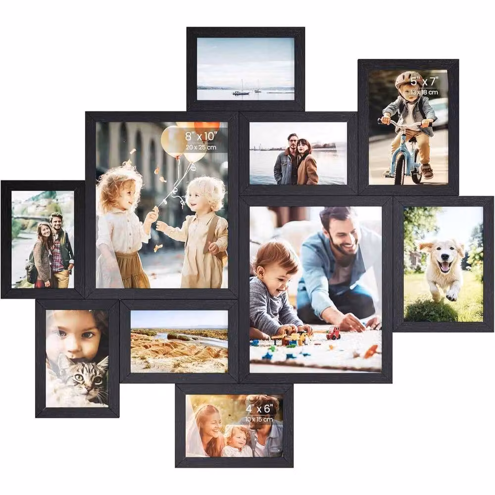 The Bazaarist Set of 10 Black Rectangular Photo Collage Wall Frames – 2