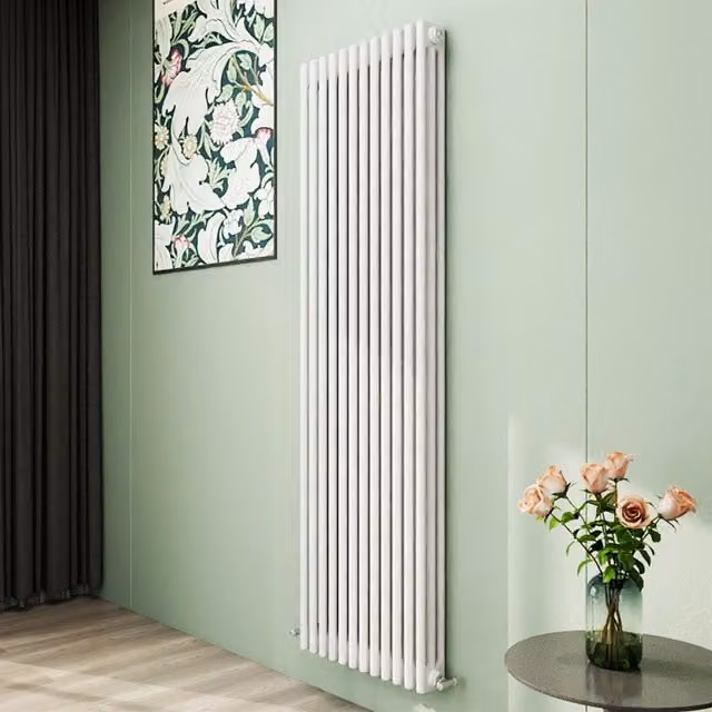 AicaBathroom Vertical Traditional Cast Iron Style 3 Column Radiator in White, W: 56 cm, H: 180 cm