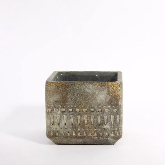 KDMD Totem Cube Planter 3 Pack, Grey Geometric Tabletop Concrete Stone Square Planters