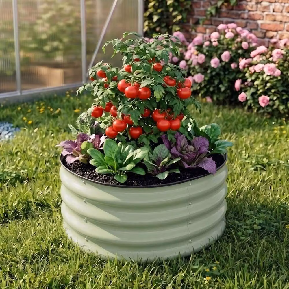 Kelvenix 2-Piece Green Galvanised Steel Raised Garden Beds for Vegetables and Herbs – 2