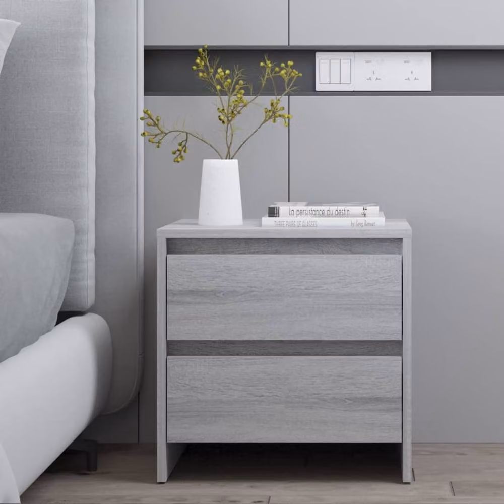 Berkfield Home Set of 2 Bedside Cabinets in Grey Sonoma, W/D/H: 45 x 34.5 x 44.5 cm – 3