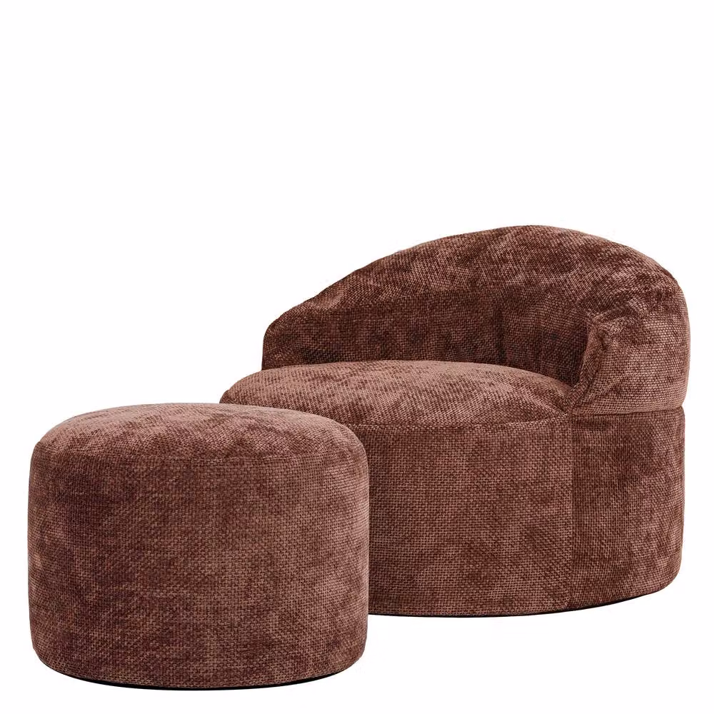 ICON Orb Accent Chair and Milano Round Footstool in Red Chenille – 2