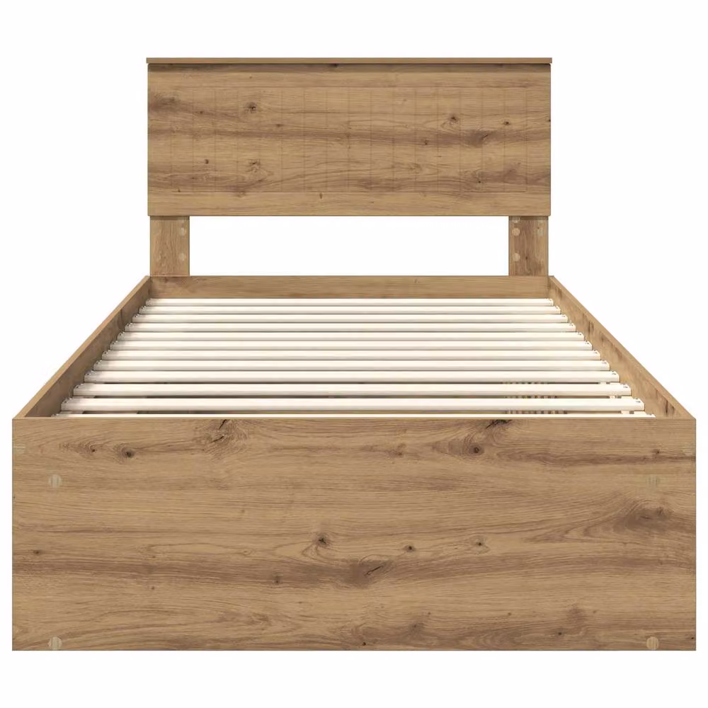 Berkfield Home Artisan Oak Bed Frame in Brown, W/D/H: 100 x 200 cm – 4
