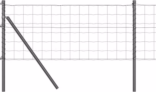 Berkfield Home Euro Fence with 7 Round Posts, Grey Galvanised Steel, 0.8 x 10 m – 1