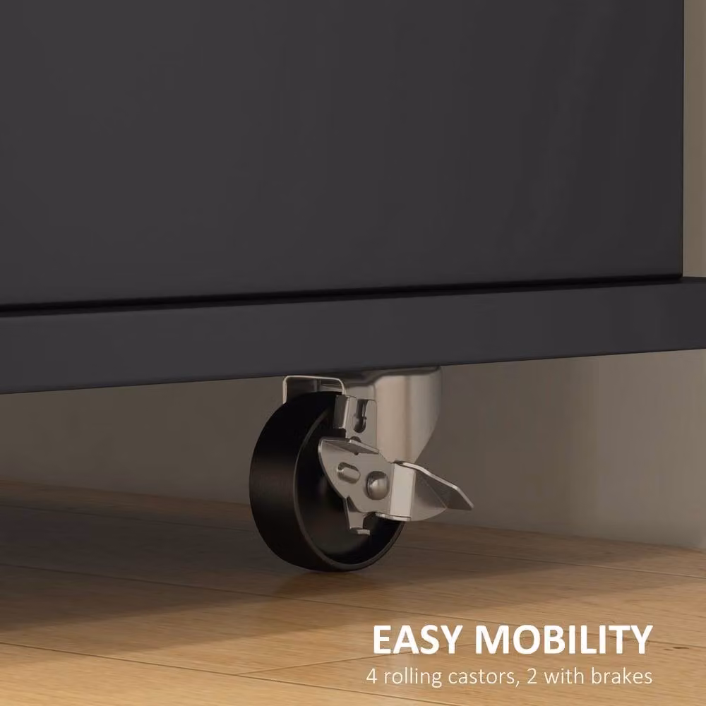 STILVORA Modern Kitchen Trolley with 3 Drawers and Extendable Top in Matt Black – 8