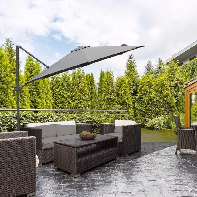 Outsunny 3M Offset Cantilever Banana Umbrella in Dark Grey with Aluminium Frame and Polyester Canopy