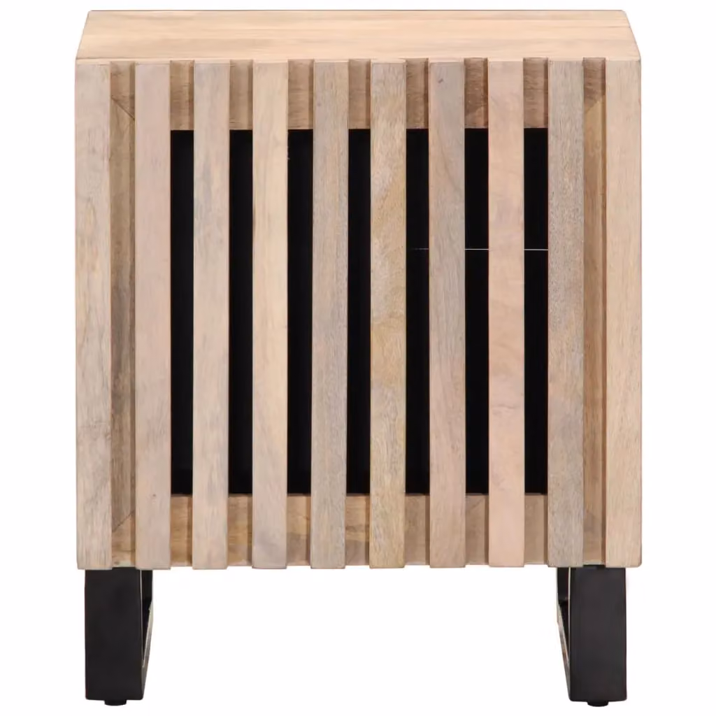 Berkfield Home Set of 2 Bedside Cabinets in Brown Solid Bleached Mango Wood, W: 40 cm, D: 34 cm, H: 46 cm – 4