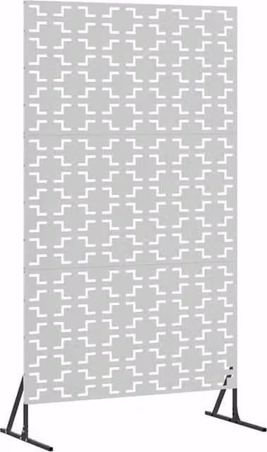 Berkfield Home Opaque Silver Galvanised Steel Privacy Screen, W: 100 cm, D: 50 cm, H: 180 cm