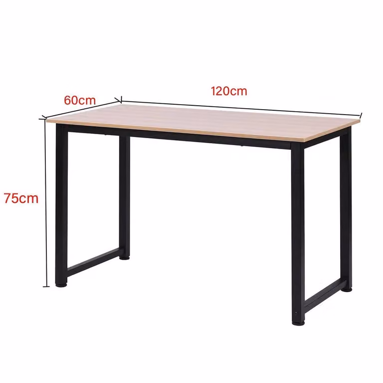 NESTLUNE Industrial Computer Desk in Light Oak, W/D/H: 120 x 100 x 75 cm