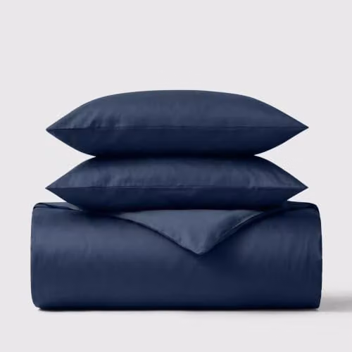 Bedable 100% Cotton Sateen Duvet Cover and Pillowcase Set, Blue, 200 x 200 cm