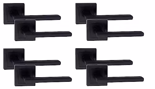 Golden Grace Leon Straight Door Handles in Matt Black, 4 Pairs – 1