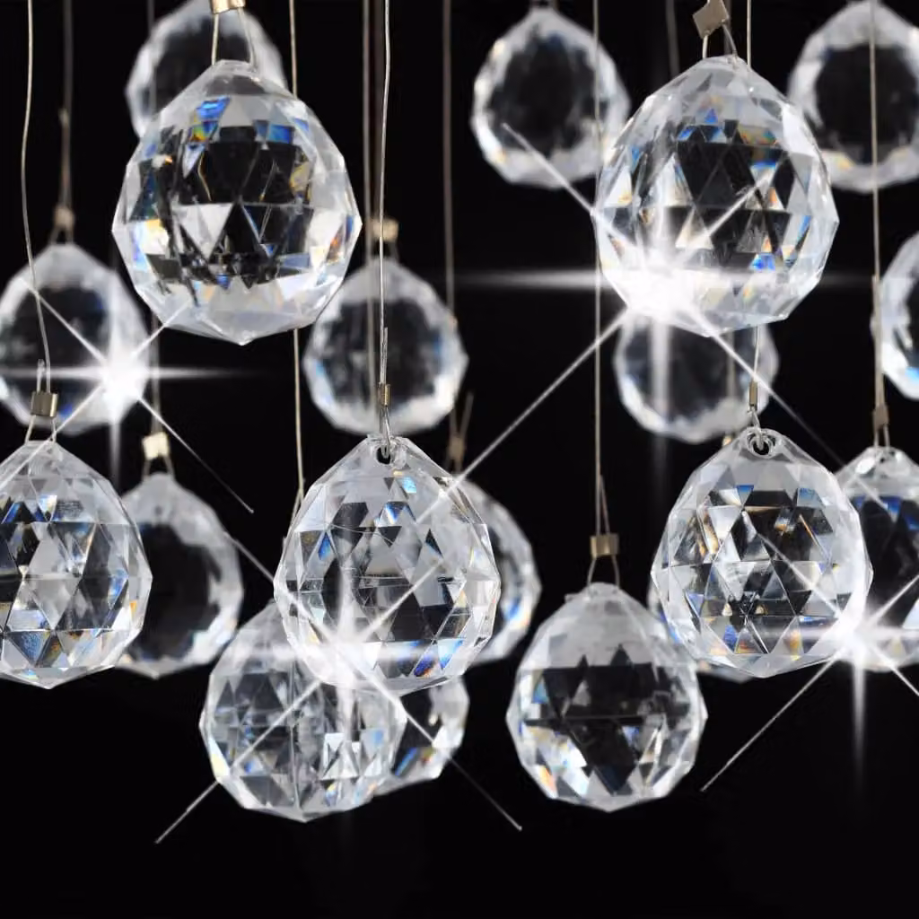 Berkfield Home Silver Chrome Sphere Ceiling Lamp with Crystal Beads and 3 x G9 Bulbs – 3