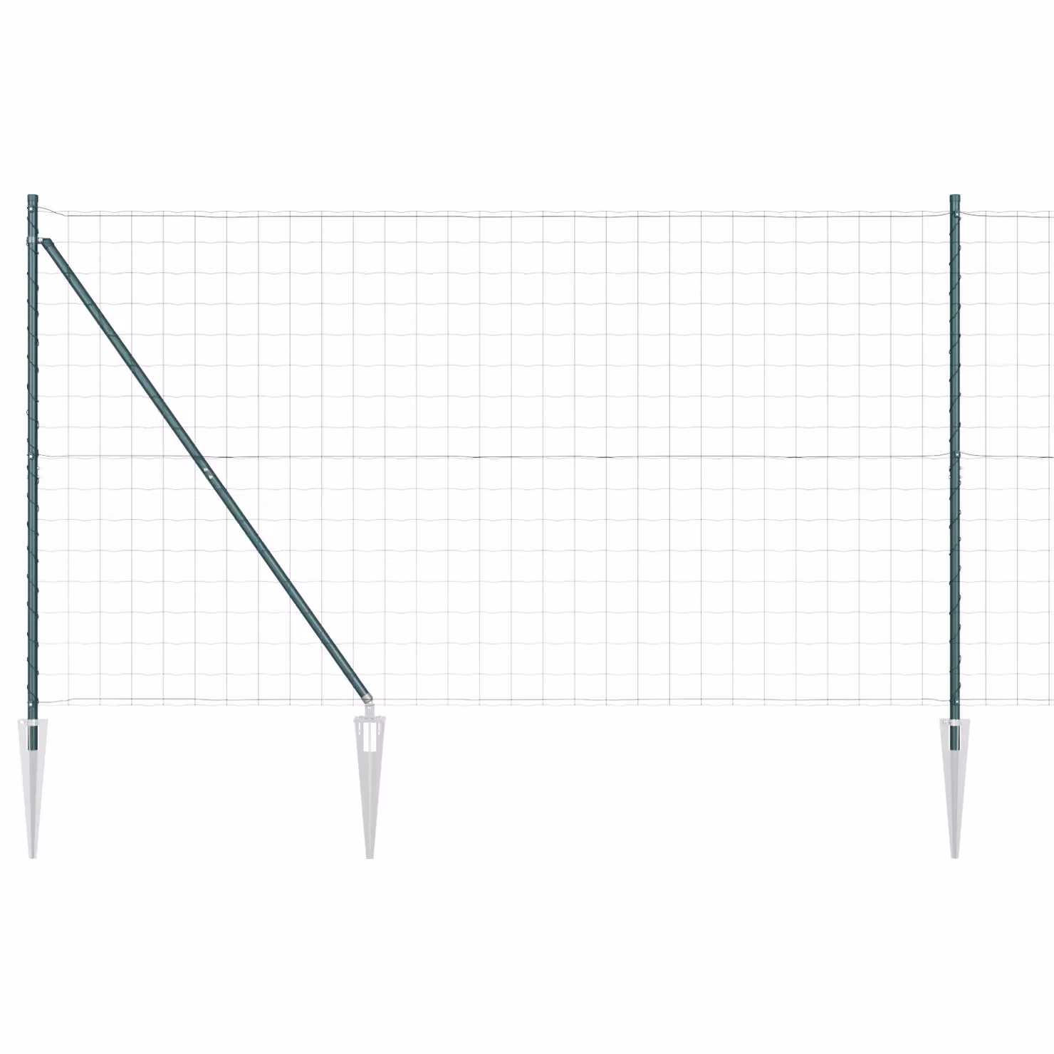 Berkfield Home Euro Fence with 7 Spike Posts, Galvanised Steel, Green and Silver, W: 10 m, H: 1.5 m – 2