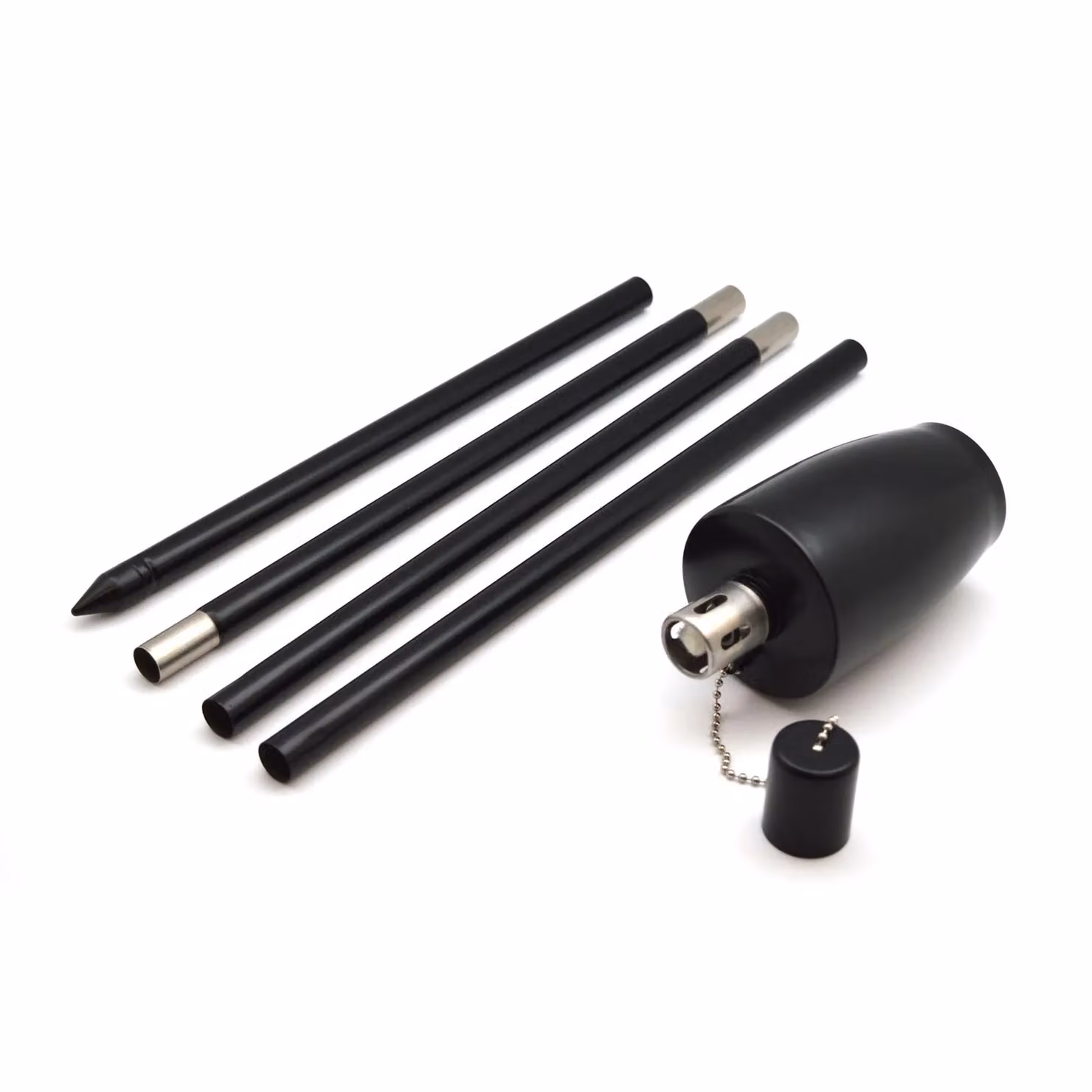 Harbour Housewares Set of 12 Black Metal Outdoor Tiki Flame Torches with Ground Spike – 3