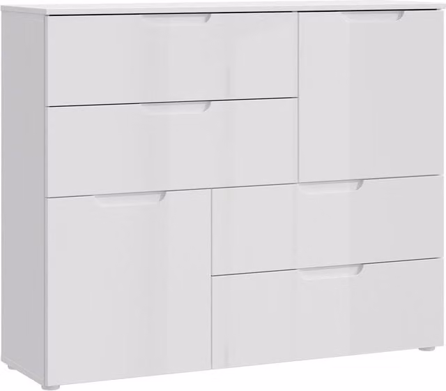 Furniture To Go Sienna Abstract Modern Glossy Chest in White