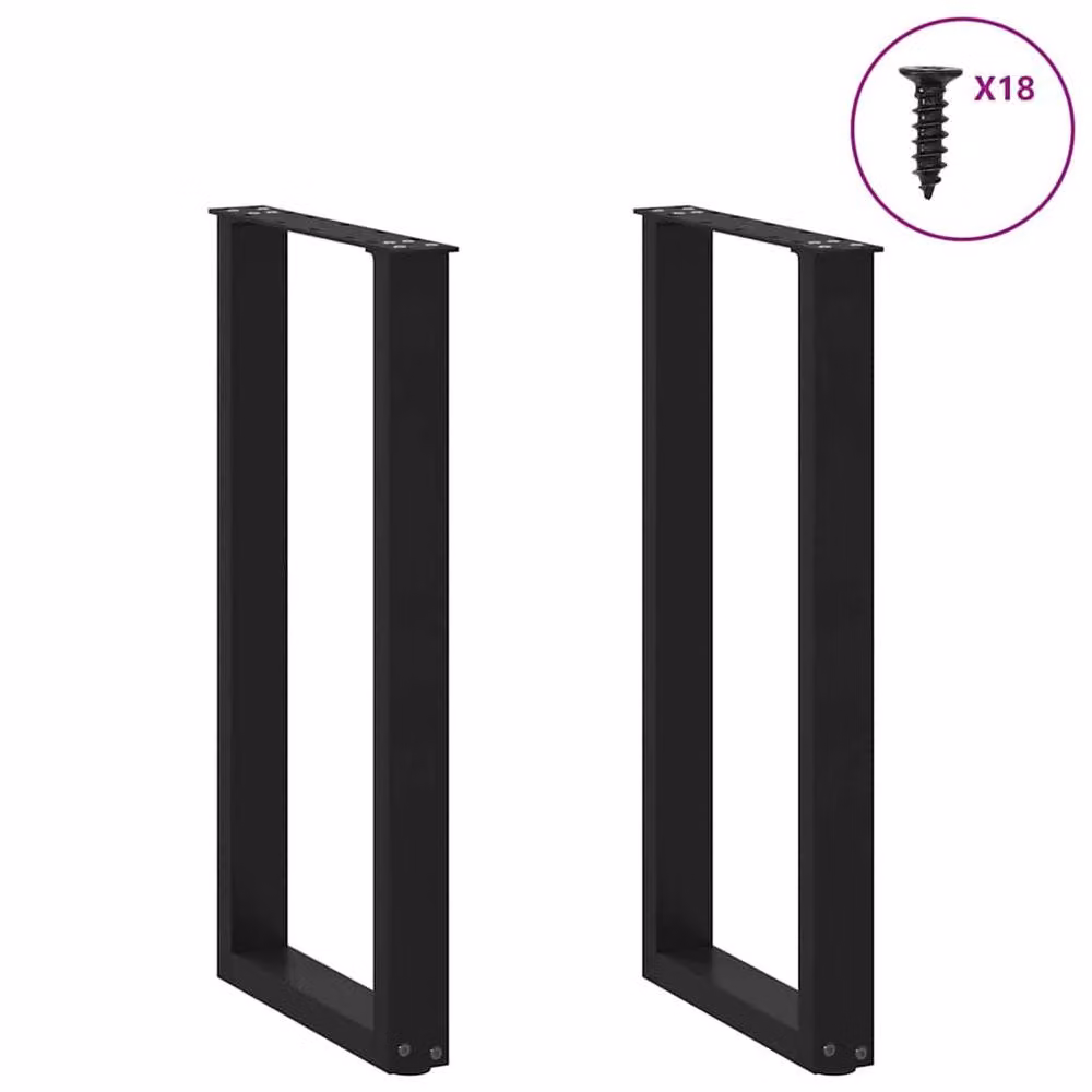 Berkfield Home U-Shaped Steel Coffee Table Legs, Black, W: 28 cm, H: 72-73 cm – 2