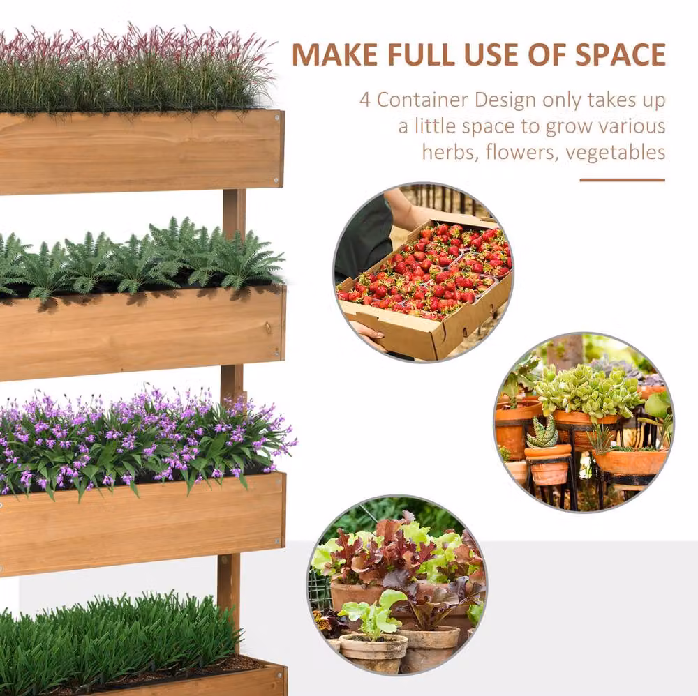 STILVORA Brown Wooden Raised Bed Planter for Garden and Vegetable Growing, W: 142 cm, D: 80 cm, H: 45 cm – 4