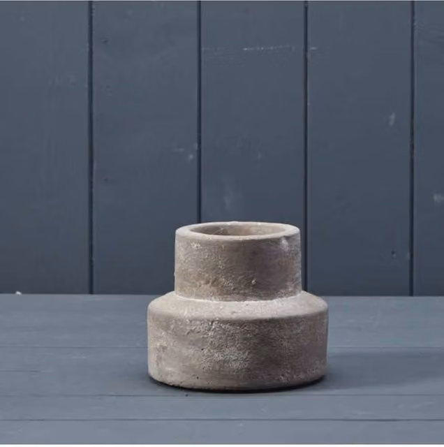 KDMD Grey Industrial Concrete Round Tealight and Pillar Candle Holder