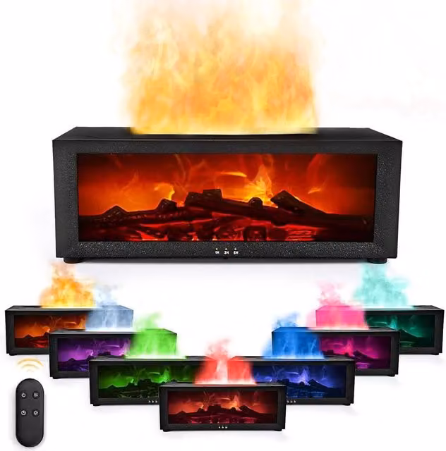 NESTLUNE Flame Essential Oil Diffuser and Ultrasonic USB Air Humidifier in Black