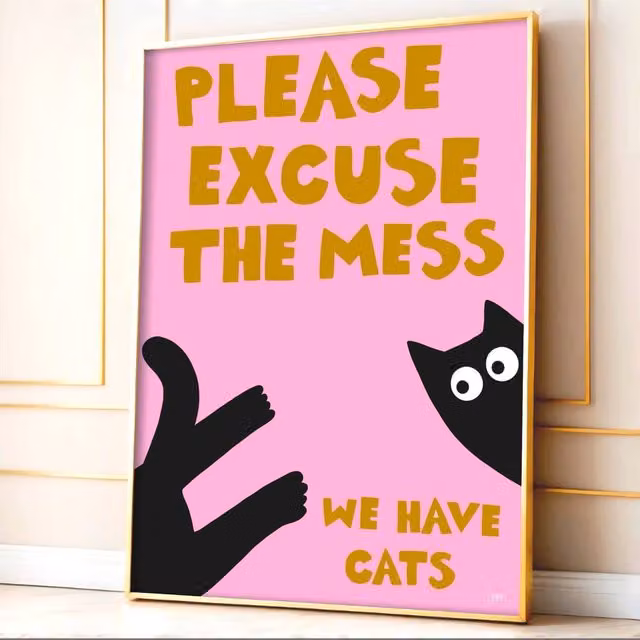 The Paper Tail Excuse The Mess Typography Paper Poster, Multicolour and Pink, W: 14.8 cm, H: 21.0 cm – 1