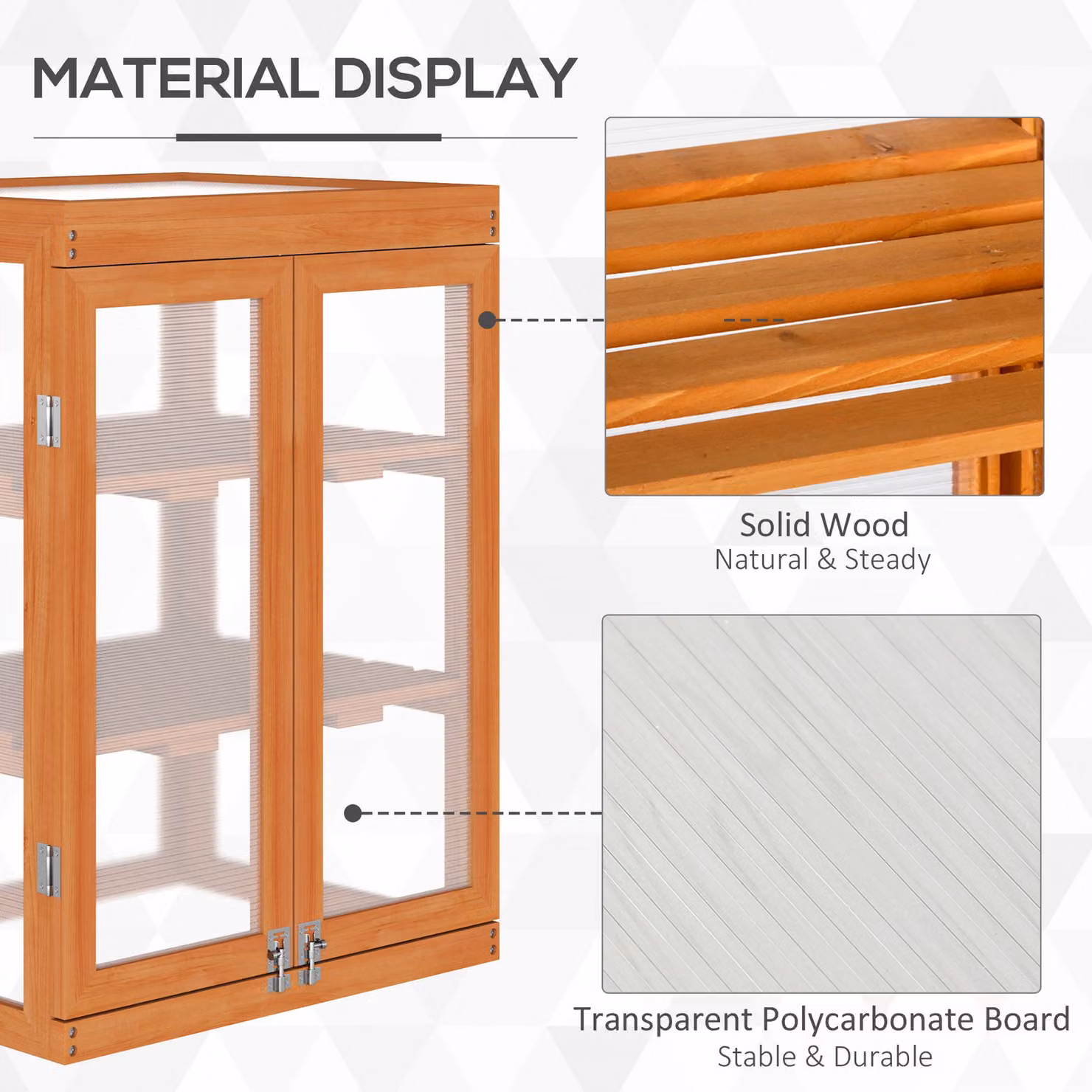 Outsunny 3-tier Wood and Polycarbonate Garden Greenhouse with Storage Shelf, Brown – 4