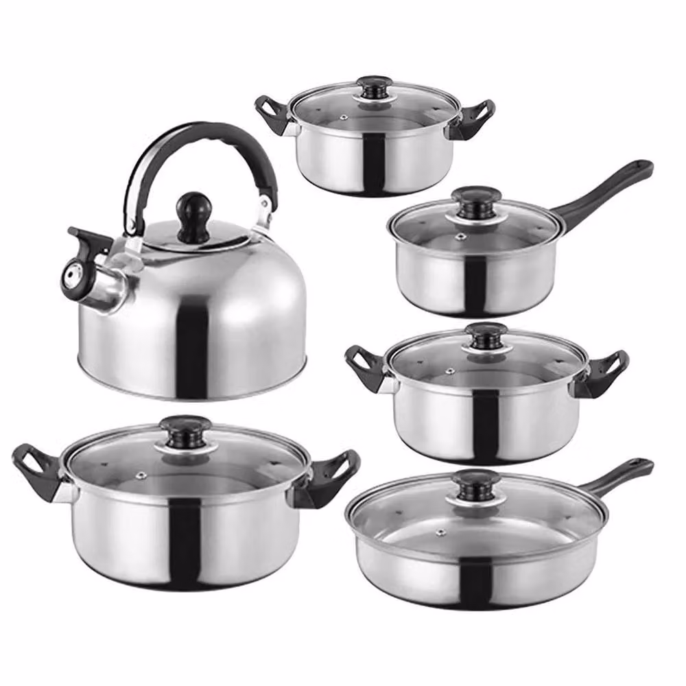 SPETLEK 12-Piece Stainless Steel Cookware Set with Saucepan and Frying Pan in Silver – 2