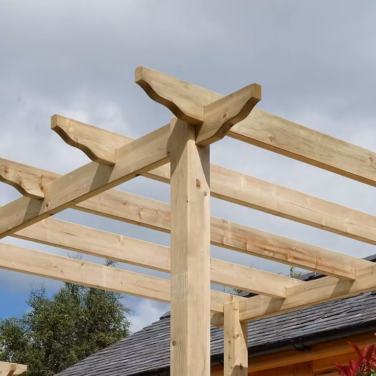 Rowlinson Timber Pergola in Brown, W: 240 cm, D: 240 cm, H: 276 cm