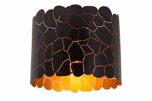 Lucide Almelo Flush Ceiling Light, Black and Gold/Brass, Diameter: 25.5 cm