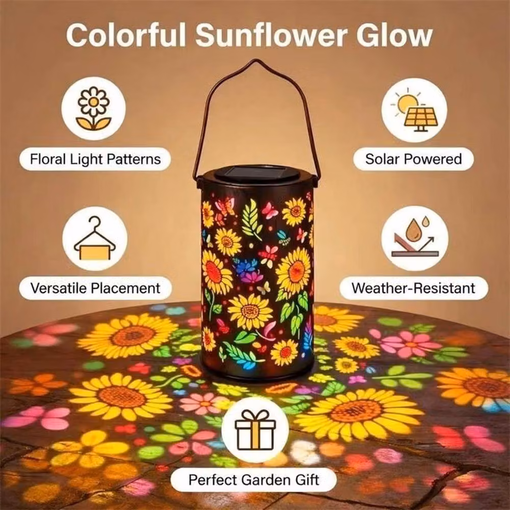 SPETLEK Sunflower Solar Garden Lanterns, 3-Piece Multicolour Set – 2