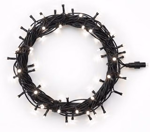 Pegdev Cool White LED String Lights with Black Rubber Cable, IP65 Waterproof, 15m – 1