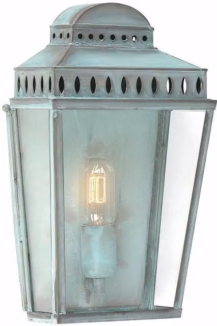 Netlighting Mansion House Green Outdoor Wall Lantern Light with Brass Details and E27 Socket, IP44 Rated