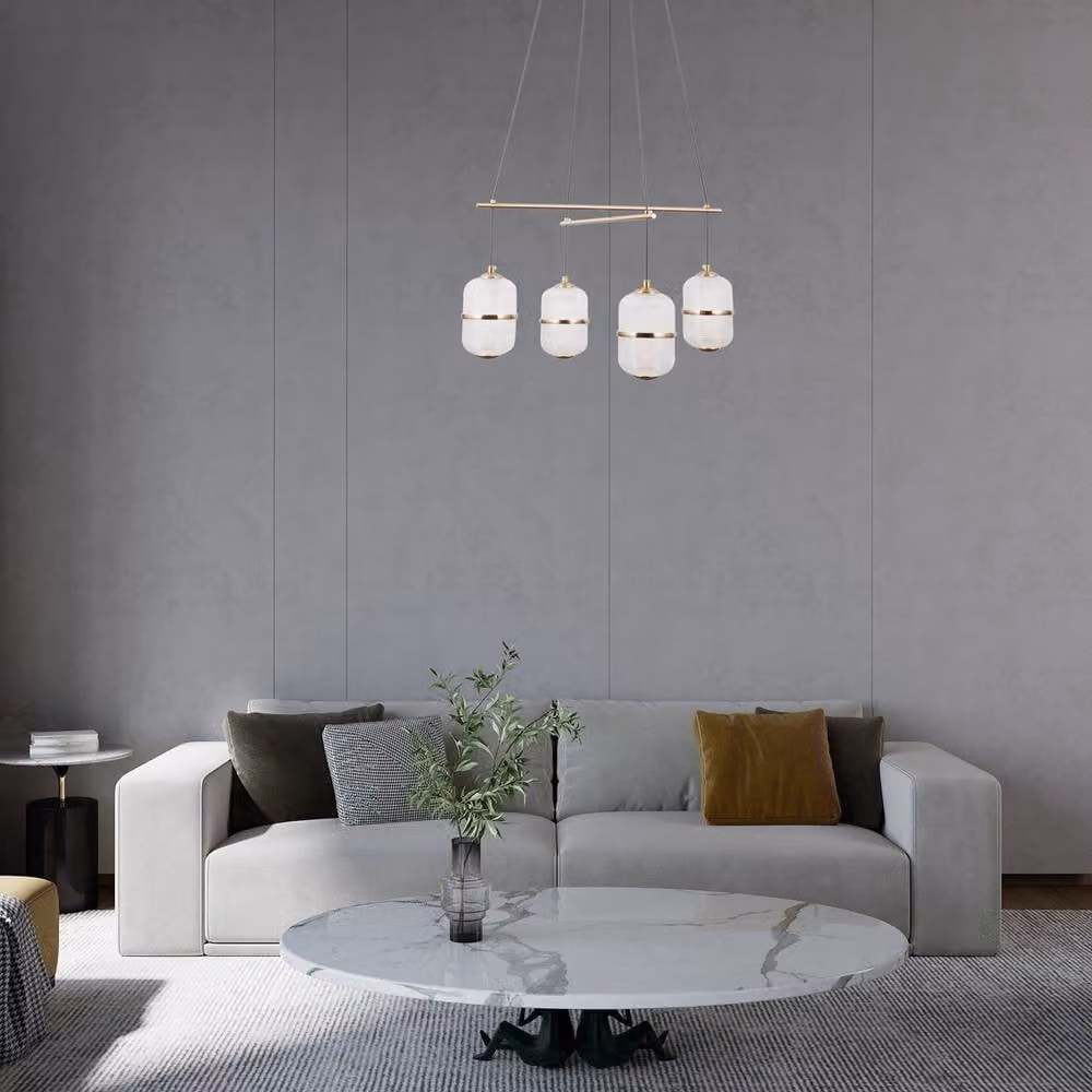 Netlighting Alani Multi Arm Pendant Ceiling Light in Gold/Brass with 4x LED Warm White Bulbs – 2