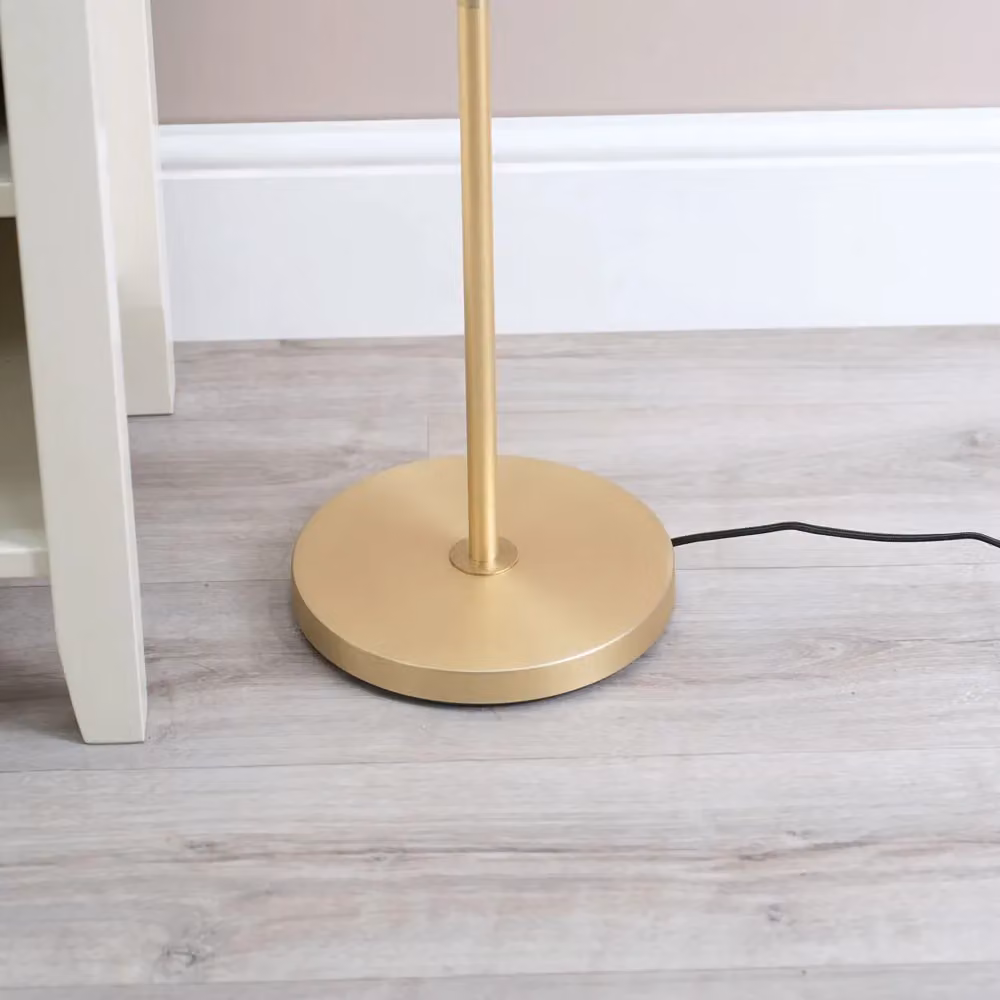 ValueLights Albie 3 Way Adjustable Directional Metal Floor Lamp with LED Bulbs in Gold/Brass – 3