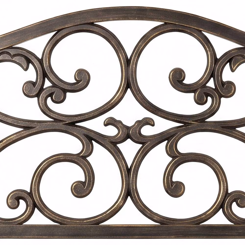 Levede Bronze Floral Pattern Metal Garden Bench – 9