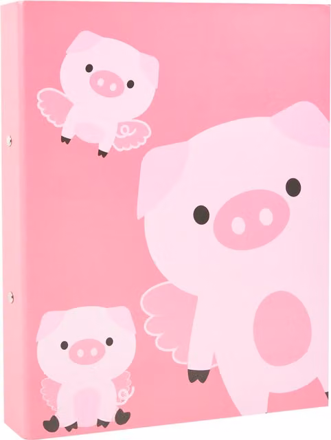 i doodle Pink Pig Ring Binder for School