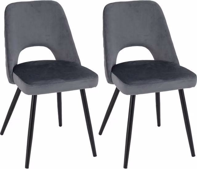 Gymax Set of 2 Upholstered Grey Dining Chairs for Living Room or Home Office