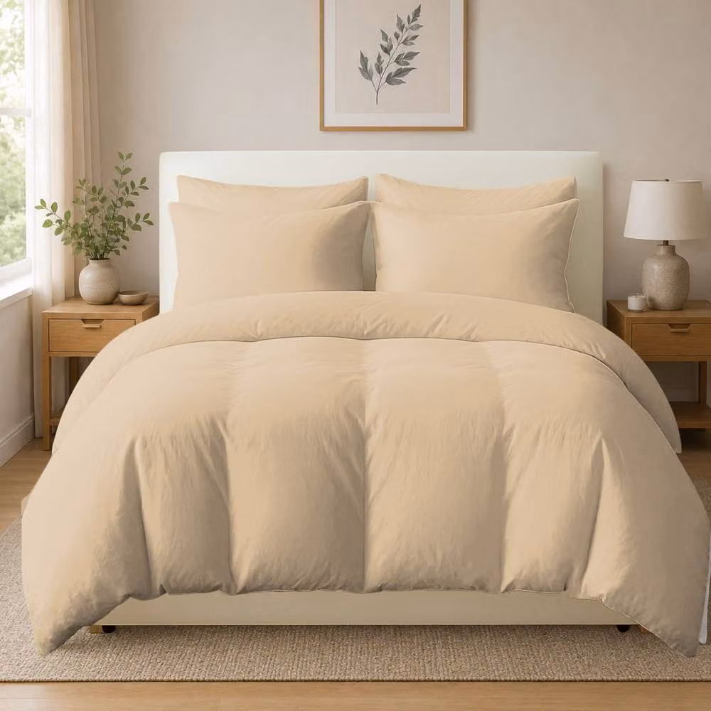 Grace 400 TC 100% Egyptian Cotton Single Duvet Cover Set in Beige with Zipper Closure – 2