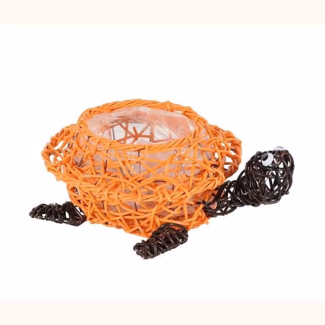 KDMD Orange and Brown Wire Turtle Planter Tub
