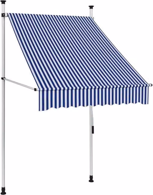 Berkfield Home Manual Retractable Awning, Blue and White Stripes, 100 cm – 1