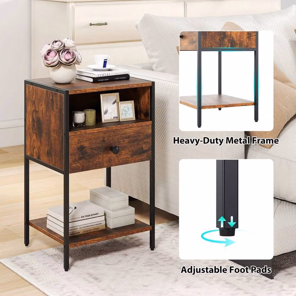 KORVIXA Brown Farmhouse Accent Table and Night Table Organizer – 5