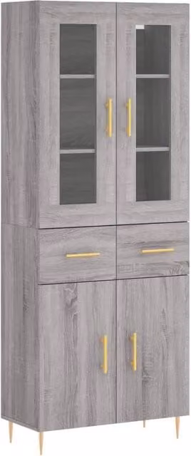 Berkfield Home Grey Sonoma Highboard in Engineered Wood, W/D/H: 69.5 x 34 x 180 cm – 1
